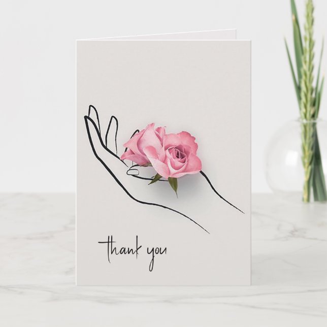 Danke, dass Sie Rosa in der Hand haben Karte (Vorderseite)