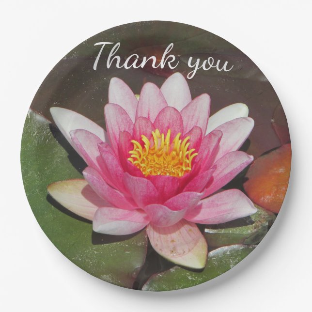 Danke, dass Sie schätzen Meal Pink Water Lily Pappteller (Vorderseite)
