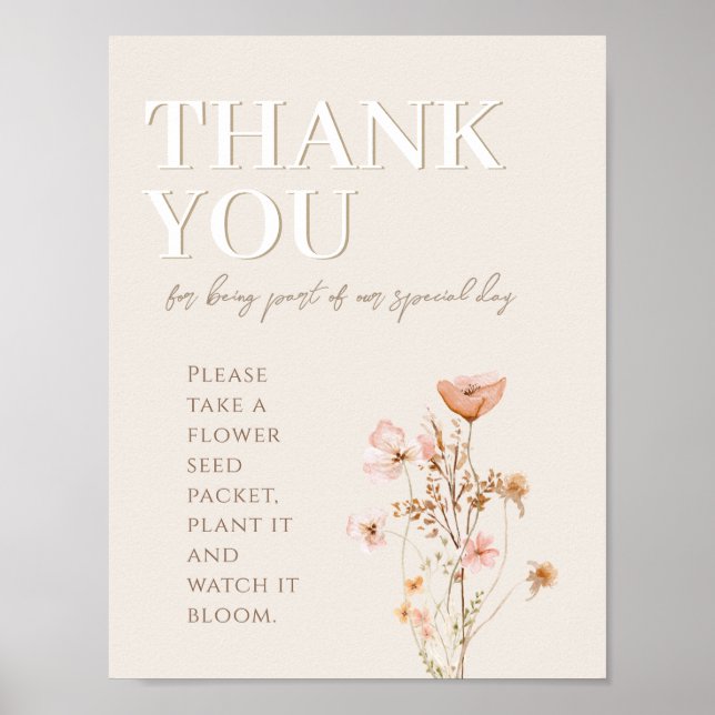 Danke, dass Sie sich für Wildblume Babydusche unte Poster (Vorne)