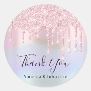 Danke, dass Sie Sweet16. Pink Bridal Holograph Runder Aufkleber