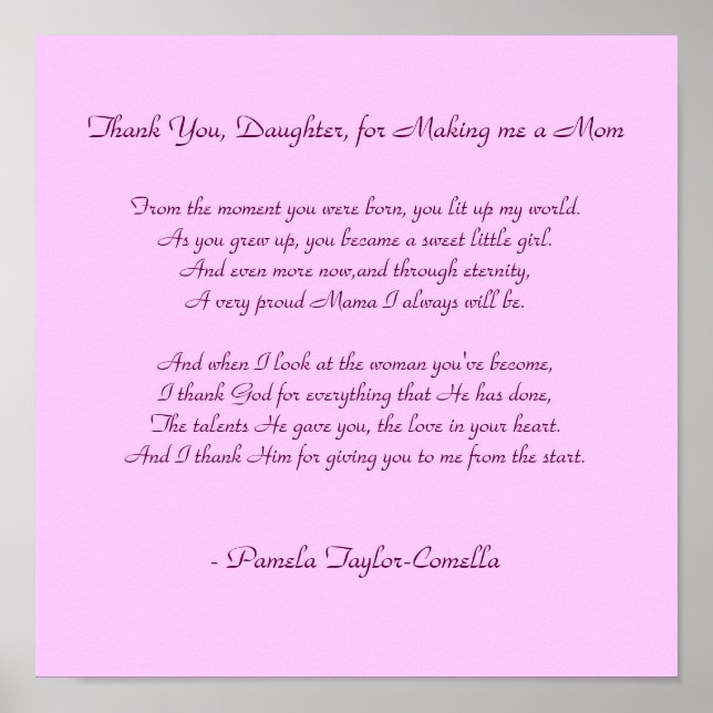 Danke, Daughter, dass Sie mir eine Mama gemacht ha Poster (Vorne)