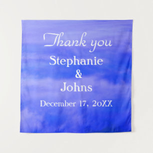 Danke Deep Blue Cloud Art Abstrakte Hochzeit Wandteppich