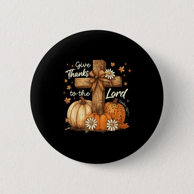 Danke dem Herrn Herbst-Kürbis-Erntedankfest  Button (Vorderseite)