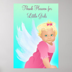 Danke dem Himmel für kleine Mädchen Baby Shower Ba Poster