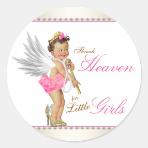 Danke dem Himmel für kleine Mädchen Engel-Baby-Par Runder Aufkleber