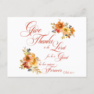 Danke den Herrn Herbst-Aquarell-Blumen Postkarte