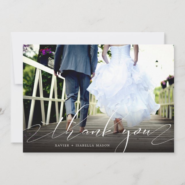 Danke, die empfindliches Skript-Foto Ihnen danken Dankeskarte (Vorderseite)