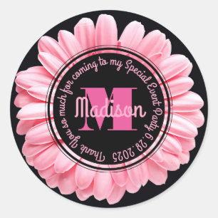 Danke, die rosa Gerbera Ihr eigenes Runder Aufkleber