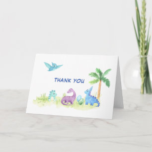 Danke Dinosaurier Süße Wasserfarbe Babyparty Karte