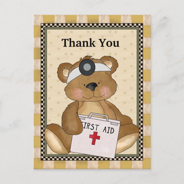 Danke Doktor Bear Postcard Postkarte (Vorderseite)
