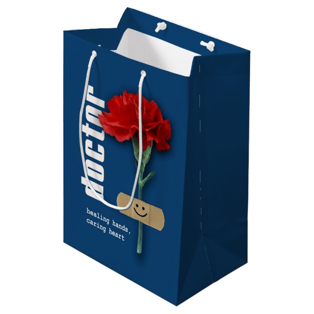 Danke, Doktor. Individuelle Name Mittlere Geschenktüte (Vorderseite Schrägansicht)