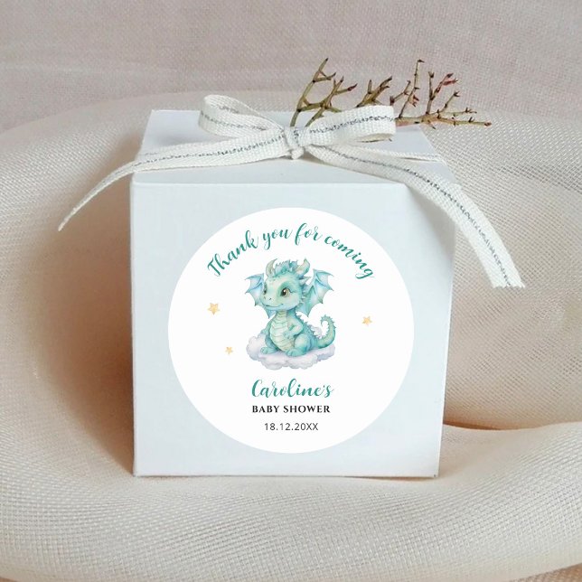 Danke Dragon Baby Dusche Runder Aufkleber (Von Creator hochgeladen)