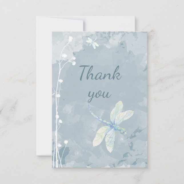 Danke, Dragonfly und White Garden Blume Dankeskarte (Vorderseite)