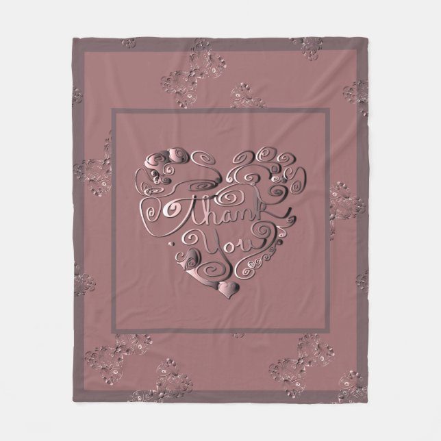 "Danke" Dusty Rose Fleece-Decke Fleecedecke (Vorderseite)