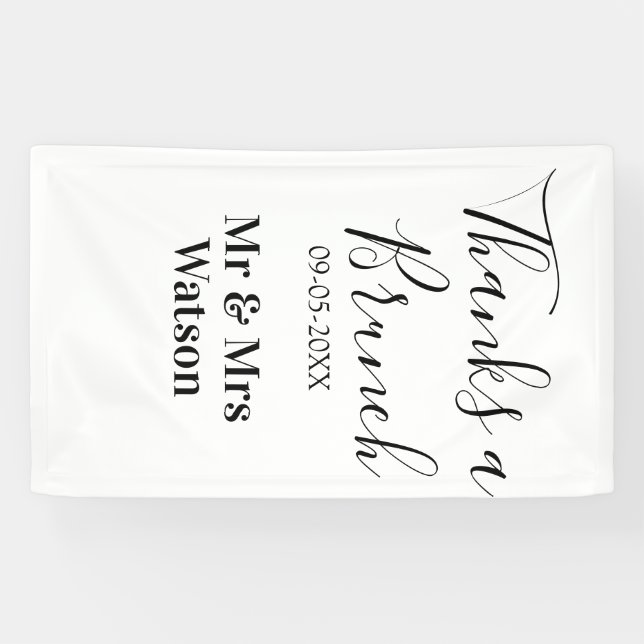 Danke ein Brunch nach der Hochzeit Name Datum einf Banner (Horizontal)