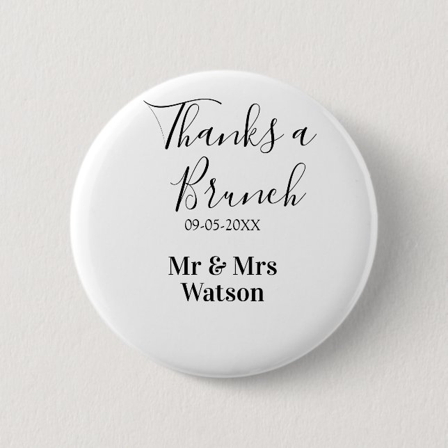 Danke ein Brunch nach der Hochzeit Name Datum einf Button (Vorderseite)