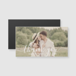 Danke einfache Handschrift Hochzeitsfoto Magnet