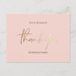 Danke Elegante Faux-Goldfolie Rosa Geschäftlich Postkarte
