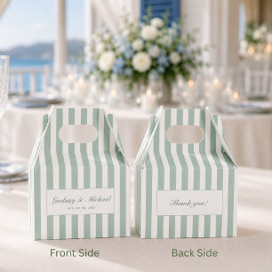 Danke! Elegante grüne Streifen-Monogramm-Hochzeit Geschenkschachtel