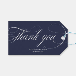Danke - Elegante marineblaue Hochzeitsgeschenkanhä Geschenkanhänger