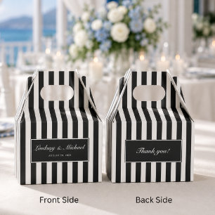 Danke! Elegante schwarze Streifen Monogramm Hochze Geschenkschachtel