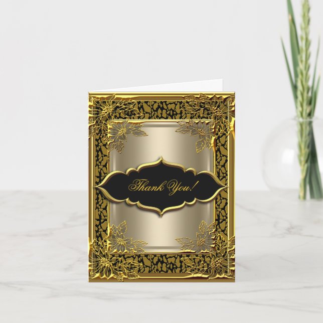 Danke, elegantes Kaffee-Schwarz-Gold zu kardieren Dankeskarte (Vorderseite)
