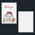 Danke Elephant Santa Christmas Baby Shower Mitteilungskarte<br><div class="desc">Dieses Design kann in dem Bereich personalisiert werden, der durch das Ändern des Fotos und/oder Textes zur Verfügung gestellt wird. Sie können auch angepasst werden, indem Sie auf Vorlage personalisieren klicken und dann auf die Schaltfläche klicken, um weitere Optionen anzupassen, um die Hintergrundfarbe zu löschen oder zu ändern, Text hinzuzufügen,...</div>