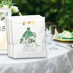 Danke, Emerald Green White Peony Princess Gown Geschenktütchen