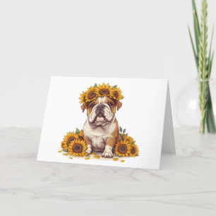 Danke, English Bulldog Sunflower Crown Dankeskarte