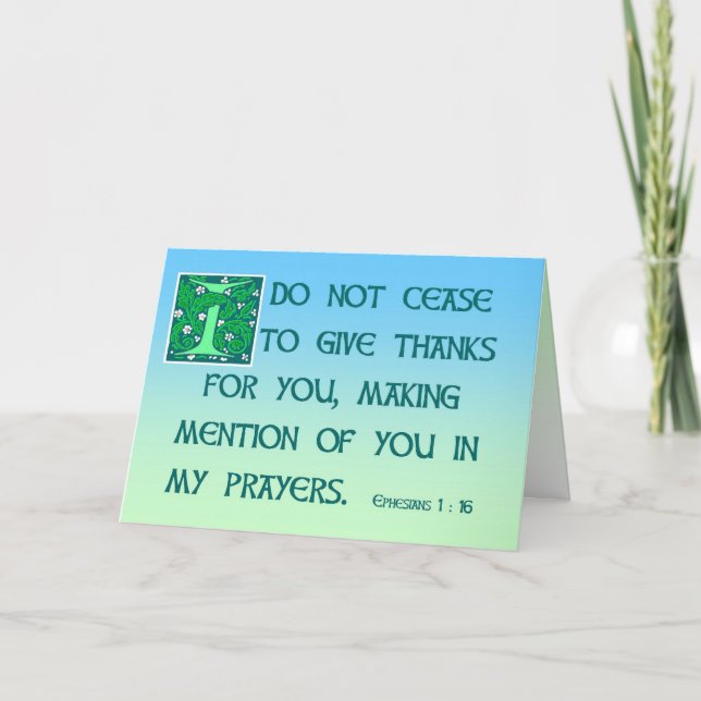 Danke, Ephesians 1:16 zu kardieren Dankeskarte (Vorderseite)