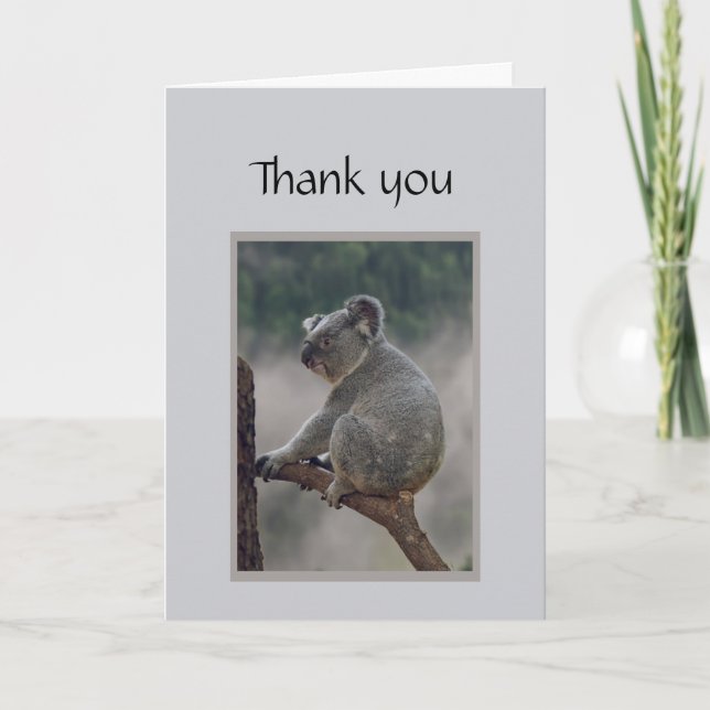 Danke, erlöschen Spaß-Koala-Bär auf ein Glied für Dankeskarte (Vorderseite)