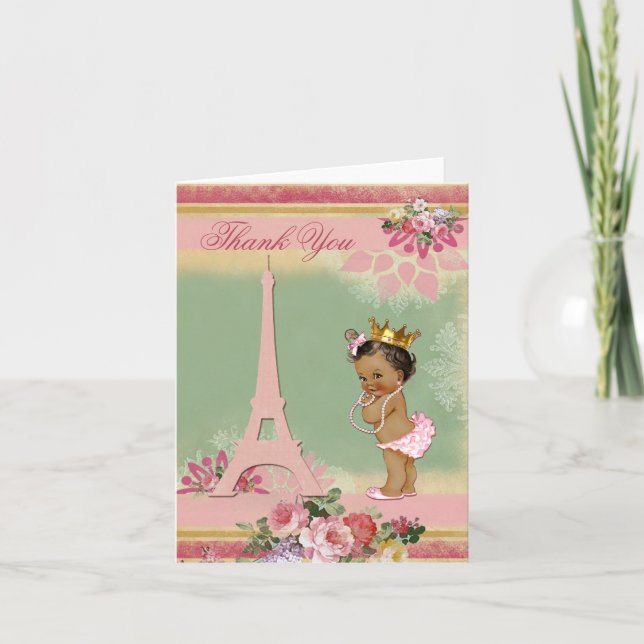 Danke ethnische Paris-Prinzessin Babyparty (Vorderseite)