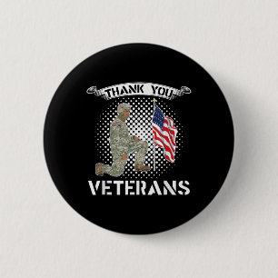 Danke euch Veteranen USA-Flagge Stolzer Soldat Ged Button