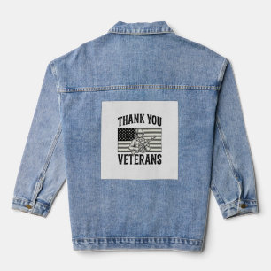 Danke euch Veteranen Vintage-Flagge Soldat-Shirt-D Jeansjacke