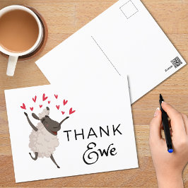 Danke Ewe Sheep mit Red Hearts Danke, Postcard Postkarte