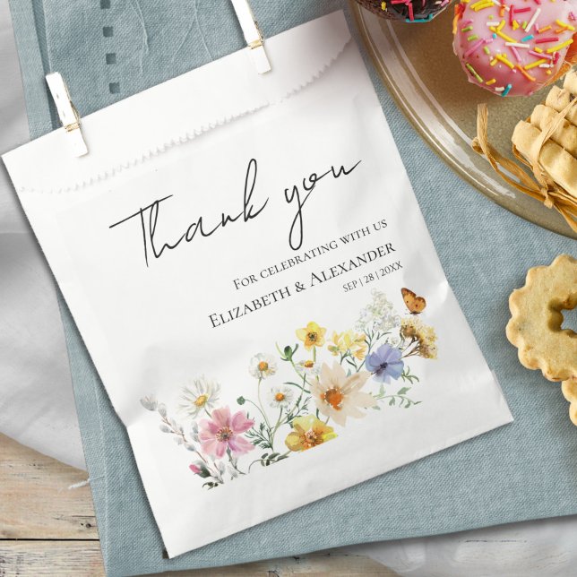Danke | Farbenfrohe Wildblume Boho Wedding Geschenktütchen (Von Creator hochgeladen)