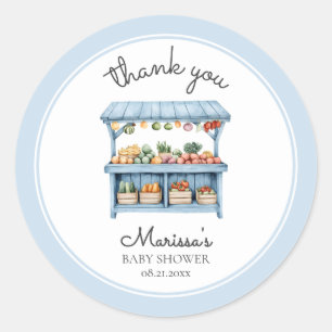 Danke, Farmers Market Boy Baby Shower Runder Aufkleber