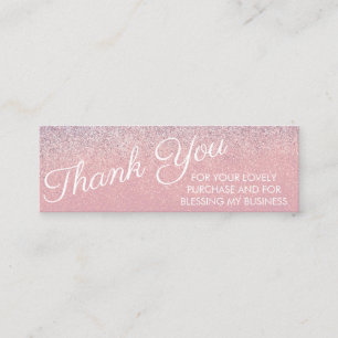 Danke Faux Rosa und Lila Funkelnder Glitter    Mini Visitenkarte