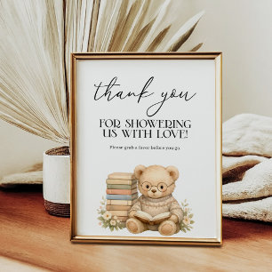 Danke Favor Neues Kapitel Bär Baby Shower Poster