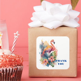Danke Flamingo Quadratischer Aufkleber