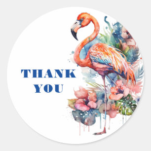 Danke Flamingo Runder Aufkleber