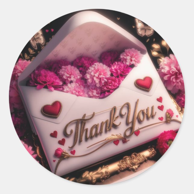 "Danke, Floral Bouquet Runder Aufkleber (Vorderseite)