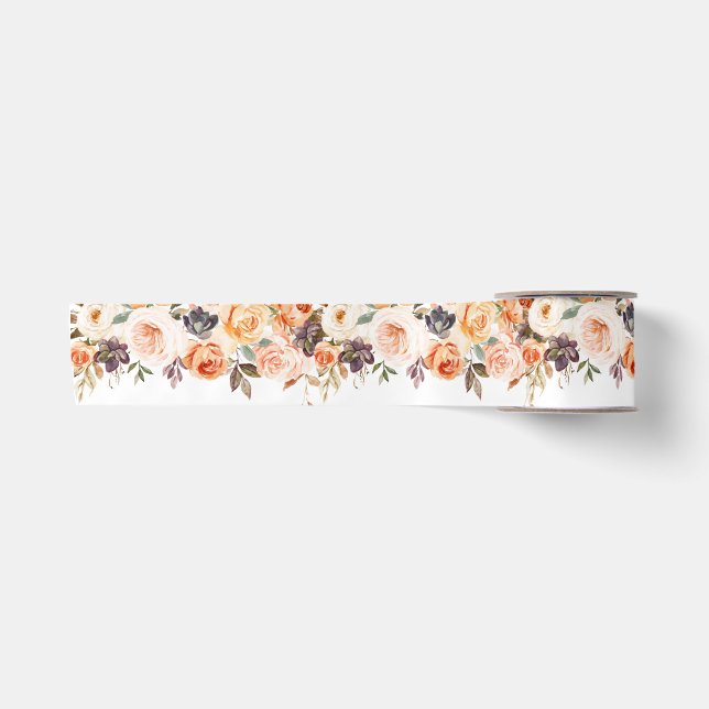 Danke Floral Pumpkin 3" Ribbon Satinband (Vorderseite)