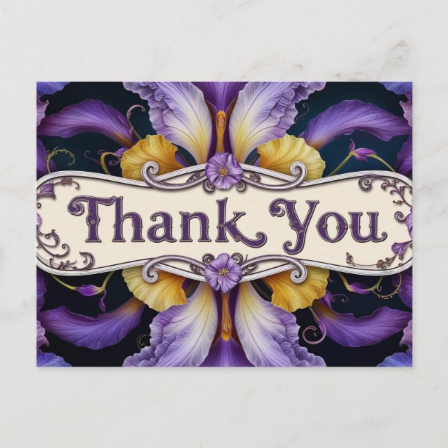 Danke Florale Iris Blütenblätter  Postkarte (Vorderseite)