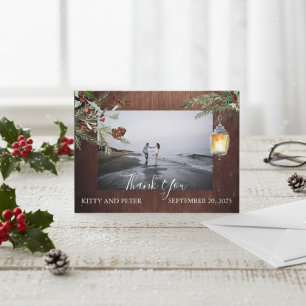 Danke Foto Wedding Wood Winter Weihnachten Mitteilungskarte