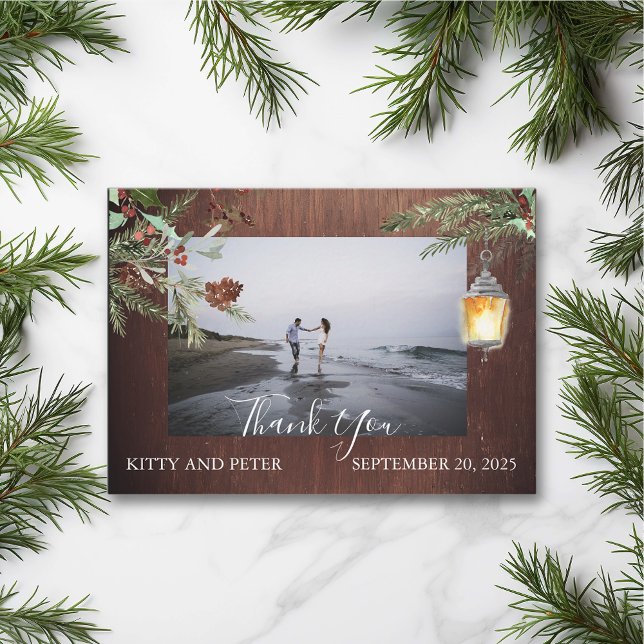 Danke Foto Wedding Wood Winter Weihnachten Mitteilungskarte (Von Creator hochgeladen)