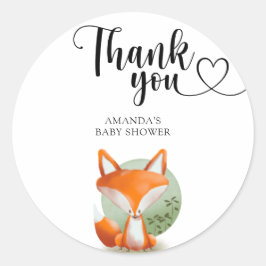 Danke Fox Baby Dusche Runder Aufkleber