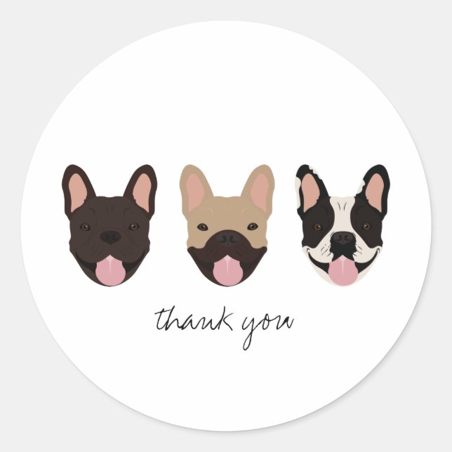 Danke, Französisch Bulldogs Runder Aufkleber (Vorderseite)