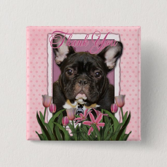 Danke - französische Bulldogge - aquamarin Button (Vorderseite)