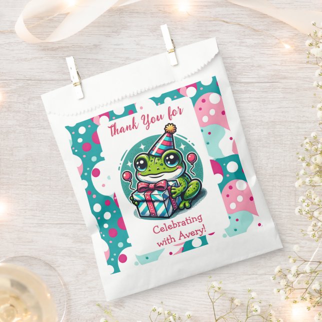 Danke Frog Themed Girl's Birthday Geschenktütchen (Ausgeschnitten)